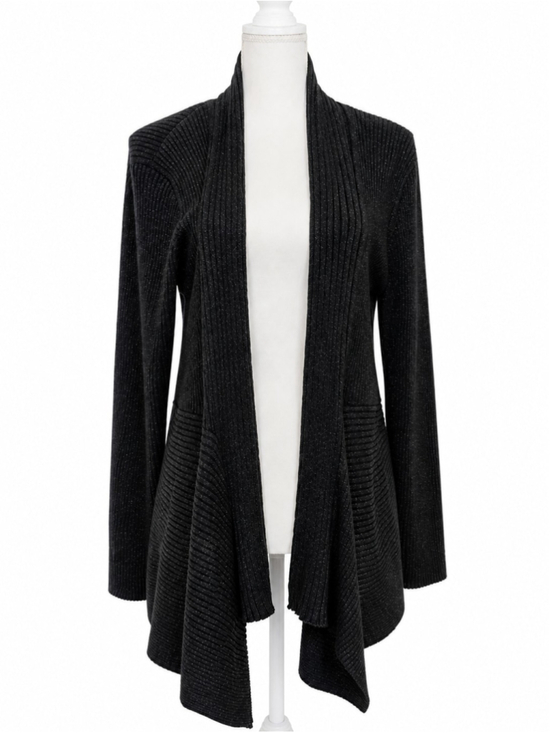 Dana Buchman Sweaters - Dana Buchman Sweater Sz L Cardigan Open Front Ribbed Shimmer Black Elegant